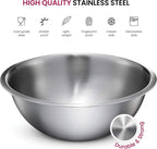 Stainless Steel Mixing Bowl Set, Nesting Bowls for Kitchen Baking, Cooking, Prepping, Kitchen Food Storage Organizers, No Lids (5 Pack)