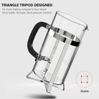 QUQIYSO French Press Coffee Maker 304 Stainless Steel French Press with 4 Filter, Heat Resistant Durable, Easy to Clean, Borosilicate Glass Coffee Press, 100% BPA Free Glass Teapot, 21 ounce, Silver