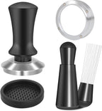 54mm Espresso Accessories Kit, Spring Loaded Calibrated Tamper, WDT Tool and Dosing Funnel Set Fits Espresso Coffee Machines and 54 mm Portafilters