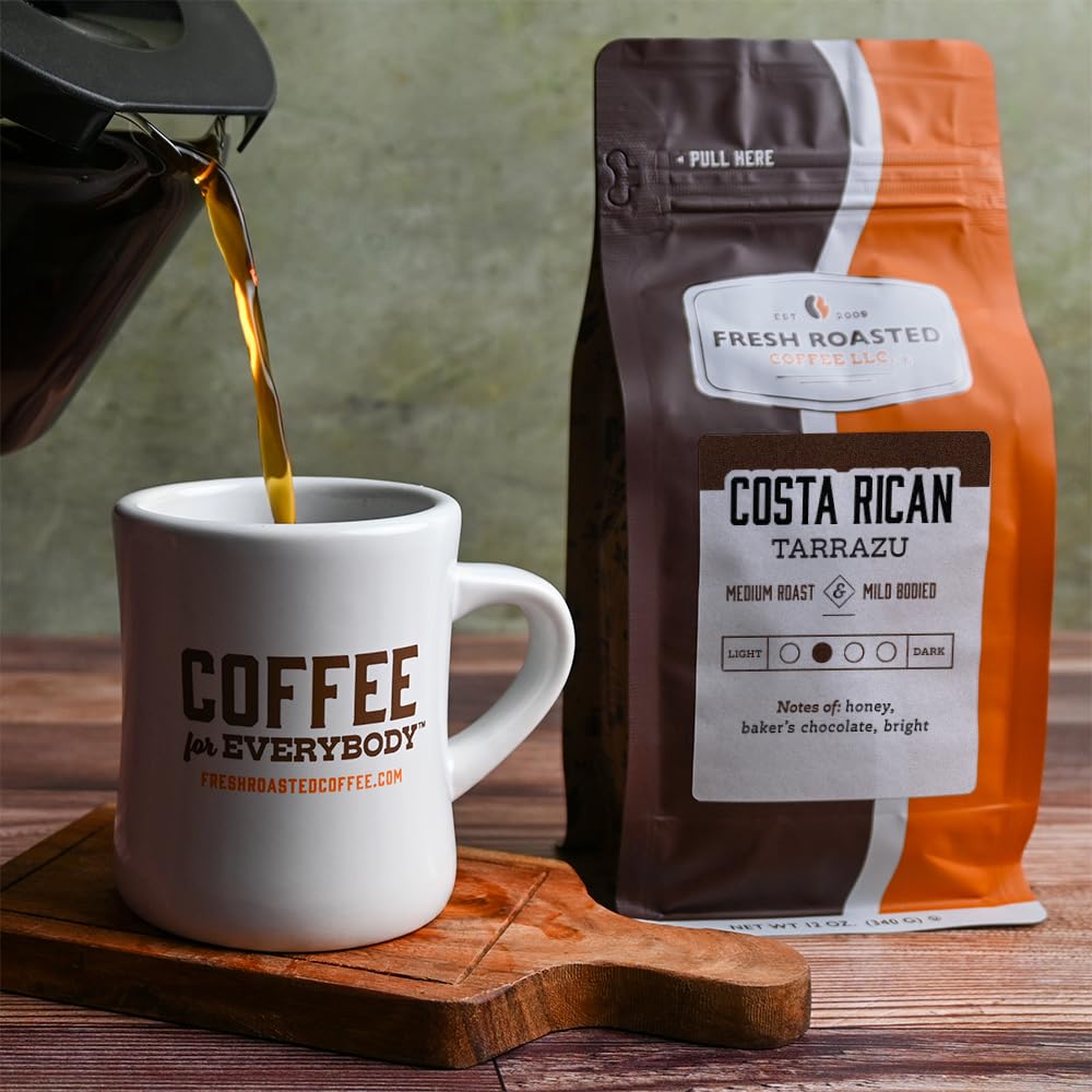 Fresh Roasted Coffee, Costa Rican Tarrazu, 12 oz, Medium Roast, Kosher, Whole Bean