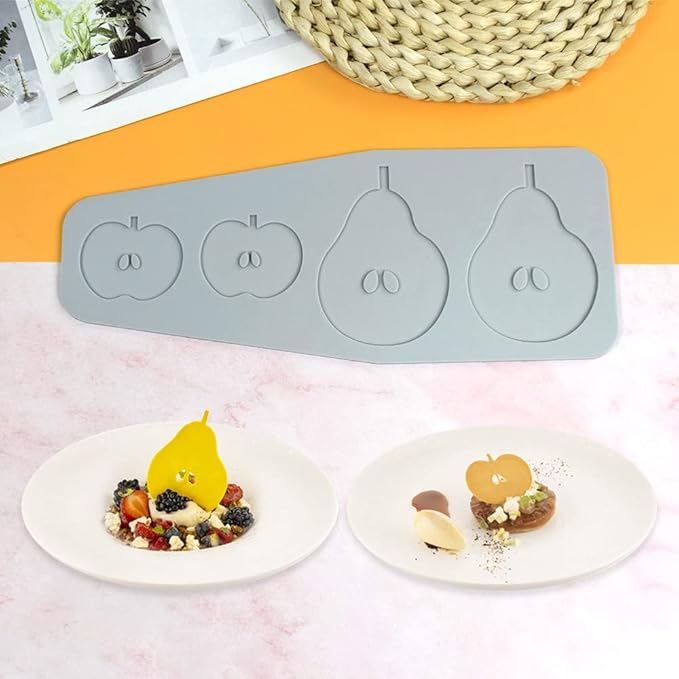 Hollow Leaf Silicone Mold Chocolate Candy 3D Hollow Leaf Candy Mold Food Cooking Meals Decorations Fondant Mold Polymer Clay Molds (Apple Pear B_9.96x4x0.12inch)