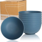 6-piece Wheat Straw Bowls sets 26oz,Alternative Plastic Bowls Reusable for indoors and outdoors,Microwave-able and Dishwasher Safe Bowls Sets Easy to Clean.Blue Series