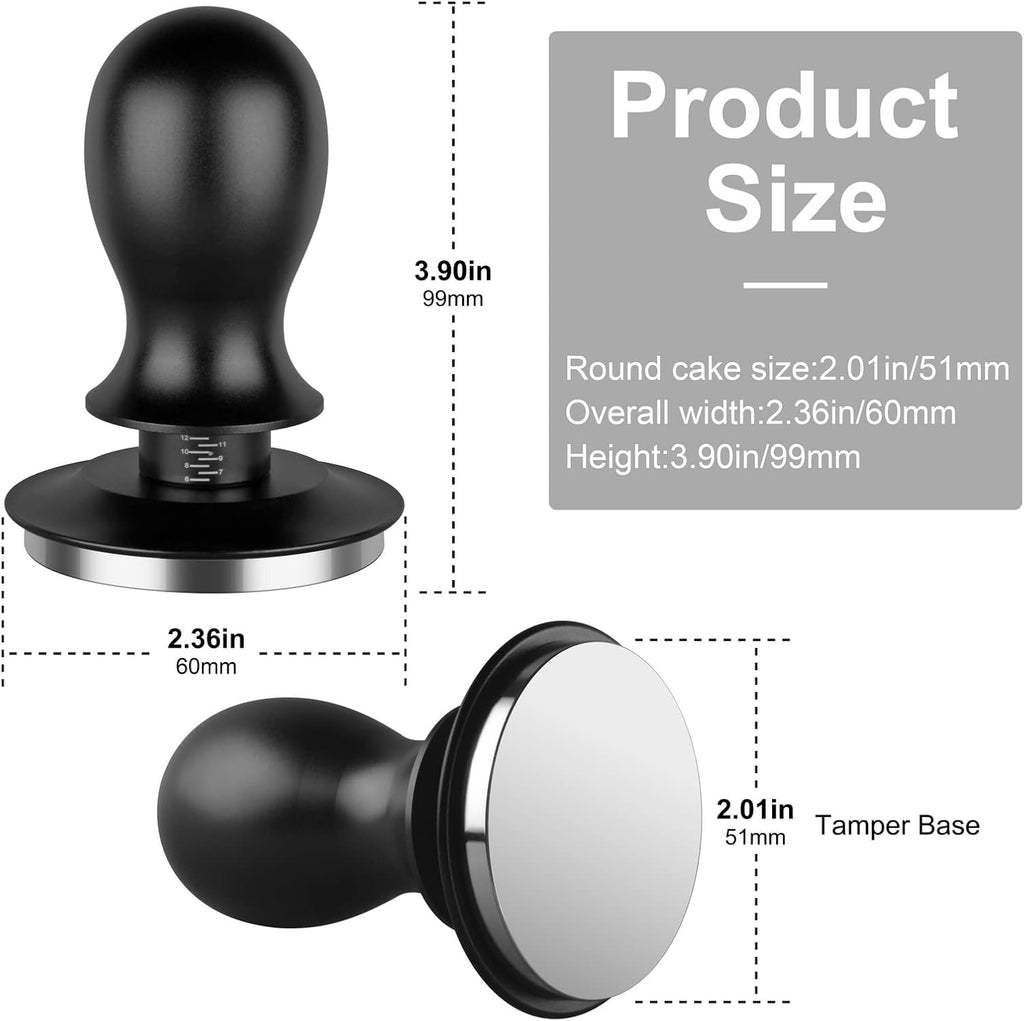 Calibrated Spring Loaded Coffee Tamper for Espresso Machine - Essential Espresso Tool for Perfect Tamping Results - Fits Portafilter Baskets(51mm, Black)
