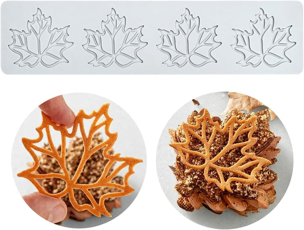 TUKE Hollow Out Maple Leaves Lace Silicone Impressing Mold Mat Fondant Cake Sugar Mould Cooking Tools Decorating Tools Diy Moulds (H_ Maple Leaves)