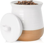 Hasense Ceramic Food Storage Container, Porcelain Kitchen Canisters with Airtight Lid, 35 OZ Coffee Canisters for Kitchen Counter, Candy Jar for Tea, Sugar, Salt and More, Farmhouse Decor, White