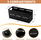 Silverware Caddy Flatware Cutlery Holder Metal Silverware Organizer Containers Black Kitchen Utensil Holder for Countertop Spoon and Fork Holder Flatware Utensils Caddy for Party