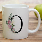 Retreez Initial A-Z Floral Botanical Bouquet Alphabet Monogrammed Monogram Mug 11 Oz Ceramic Tea Coffee Mugs - Appreciation Thank You Wedding Birthday Gifts for her friend coworker sister - O Initial