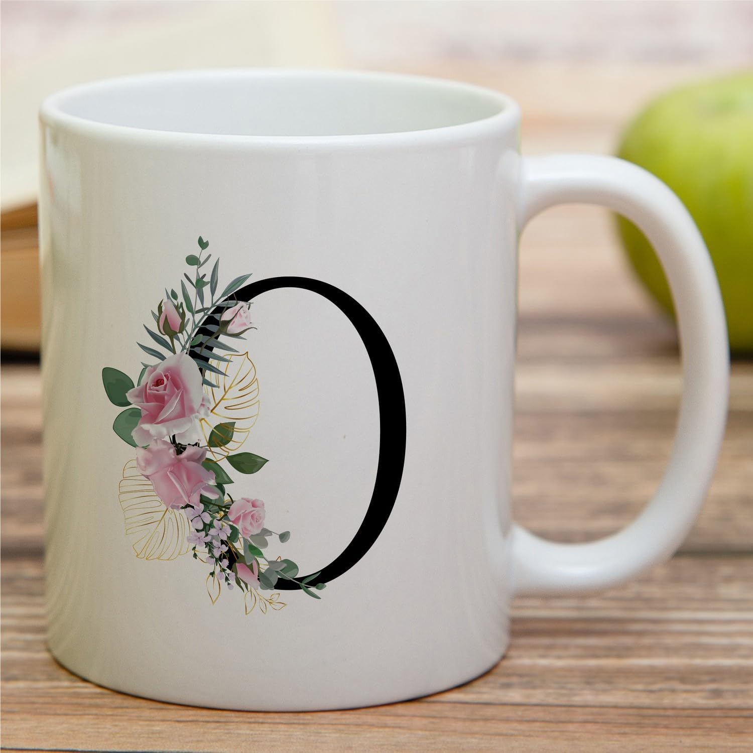 Retreez Initial A-Z Floral Botanical Bouquet Alphabet Monogrammed Monogram Mug 11 Oz Ceramic Tea Coffee Mugs - Appreciation Thank You Wedding Birthday Gifts for her friend coworker sister - O Initial