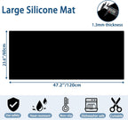 47.2"x23.6" Large Silicone Mat for Kitchen Counter, Heat Resistant Non-Slip Countertop Protector, Waterproof Silicone Craft Mat for Kitchen Island, Black