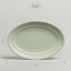 over&back Rim Stoneware Serving Platter - Elegant 1-Piece Oval Serving Platter to Complete Your Kitchen Set - 16" L x 10.8" W Semi-Matte Sage