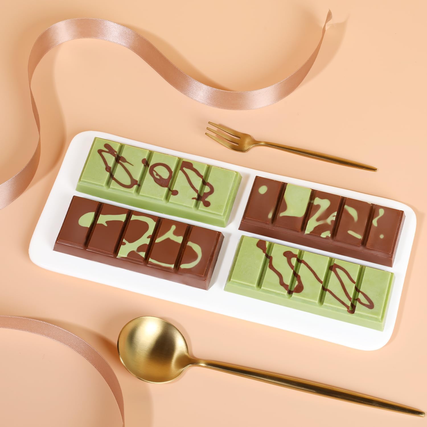 Chocolate Molds, Non-Stick Chocolate Bar Mold, Food Grade Silicone Deep Mold for Dubai Chocolate Bar Pistachio, Snacks - Set of 3