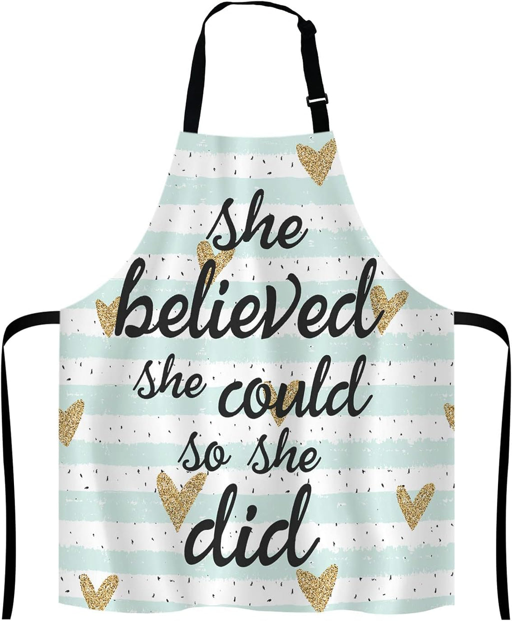She Believed She Could So She Did Inspirational Quotes Adjustable Bib Apron Kitchen Cooking Baking Gardening Apron for Women Men