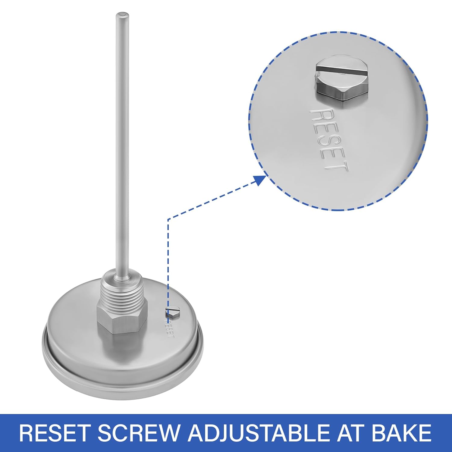MEASUREMAN Homebrew Bi-Metal Thermometer, 3" Dial, 6" Lead-Free Brass Stem, Range 32-140 deg F/0-60 deg C, 2% Accuracy, Adjustable, 1/2" NPT Back Mount