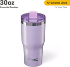 RTIC 30oz Essential Tumbler with Lid, Insulated, Stainless Steel, Metal, Double Wall Vacuum-Insulation, Ceramic Lined, Travel Cup for Iced Coffee, Tea, Hot and Cold Drink, Lavender Glitter