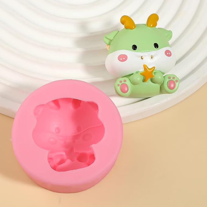 1 Pcs Zodiac Dragon Chocolate Silicone Mold, Cartoon Animals Fondant Molds, for Theme Party Kitchen Baking Cake Decoration Making Bread Biscuit Mousse Pudding Resin Clay Work Plaster Bath Ball