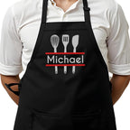 Personalized Chef Apron for Men, Custom Embroidered Design, Professional Kitchen Cooking BBQ Grilling for Dad, Decorated in USA