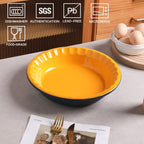 Sweejar Ceramic 10.4 Inches Pie Pan for Baking, Deep and Fluted Porcelain Round Pie Dish, Non-Stick Pie Plate for Pumpkin Pie, Apple Pie, Pie Pots with Morden Farmhouse Design (Blue & Yellow)