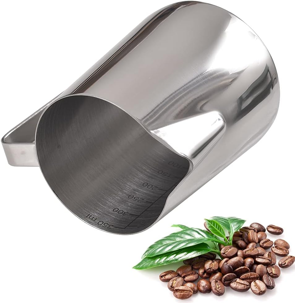 homEdge Espresso Steaming Pitchers 20 OZ / 600ml, Stainless Steel Frothing Pitcher with Measurement Scale
