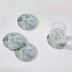 Set of 6 Abstract Marble Coasters with Holder, Absorbent Ceramic Coasters for Drinks, Coasters with Cork Backing for Table Protection, Housewarming Gifts for New Home