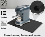 Coffee Maker Mat for Countertops - Dish Drying Mat, Large Coffee Machine Pads,Absorbent, Washable,Reversible Microfiber Rubber Mat for Kitchen Accessories, Under Small Appliance Mats 19x13in(Black)