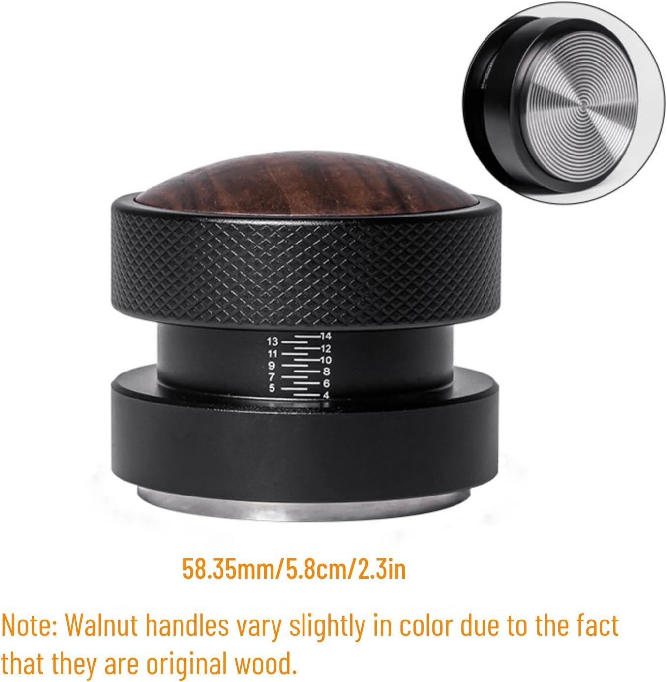 Espresso Tamper for 58mm Coffee Tamper,Self-Adjusting Gravity Tamper,WDT Tool with Clear Memory Scale,Stainless Steel Walnut Tamper for Espresso Coffee Machine Accessories,for Home,Office & Coffee Bar