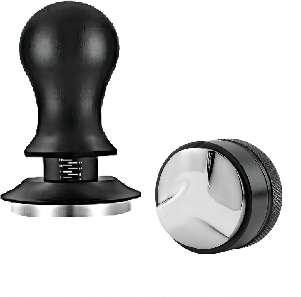 53mm Coffee Tamper & Distributor Set 53mm, Espresso Tamper Set with Spring Loaded and Base, Coffee Machine Accessories 54mm Calibrated Tampers for Breville Portafilter with Coffee Cleaning Brush