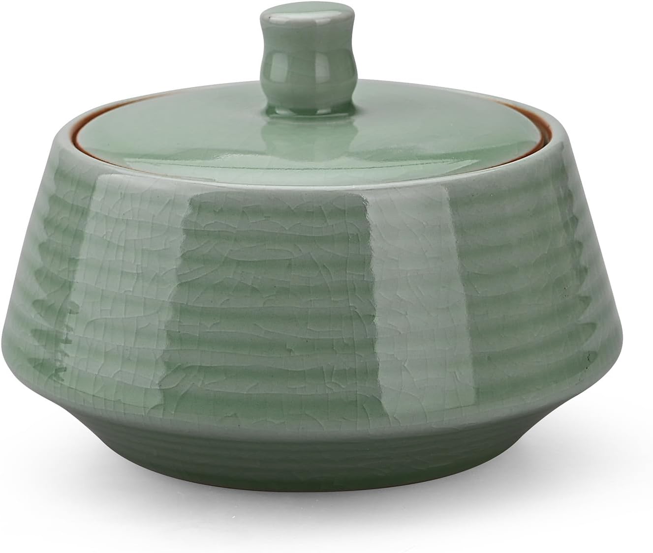 Retro Kitchen Ceramic Canister, 13.53 FL OZ (400 ML) Vintage Food Storage Jar for Tea, Coffee Beans, Herb, Candy, Spices, Nuts (Green(ICE))