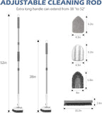 SetSail 4-in-1 Tile Tub Floor Scrubber with 52-inch Long Adjustable Handle Shower Cleaner Brush with V-Shaped Grout Brush and 3 Replacement Brush Heads for Bathroom Kitchen Sink Walls Tub Tile, White