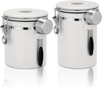 ShanSon Coffee Canister Airtight Stainless Steel Container,Home Kitchen Food Storage Organizers for Beans,Tea,Sugar,cookie,Flour,Cereal,16OZ+22OZ,White