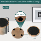 Wood Coasters for Drinks Set of 8, Minacun Absorbent Coaster, Drinks Coasters for Coffee Tabletop Protection, Non-Slip, Non-Stick, Suitable for Kinds of Cups Wooden Table Drink, 4.3 Inch Black