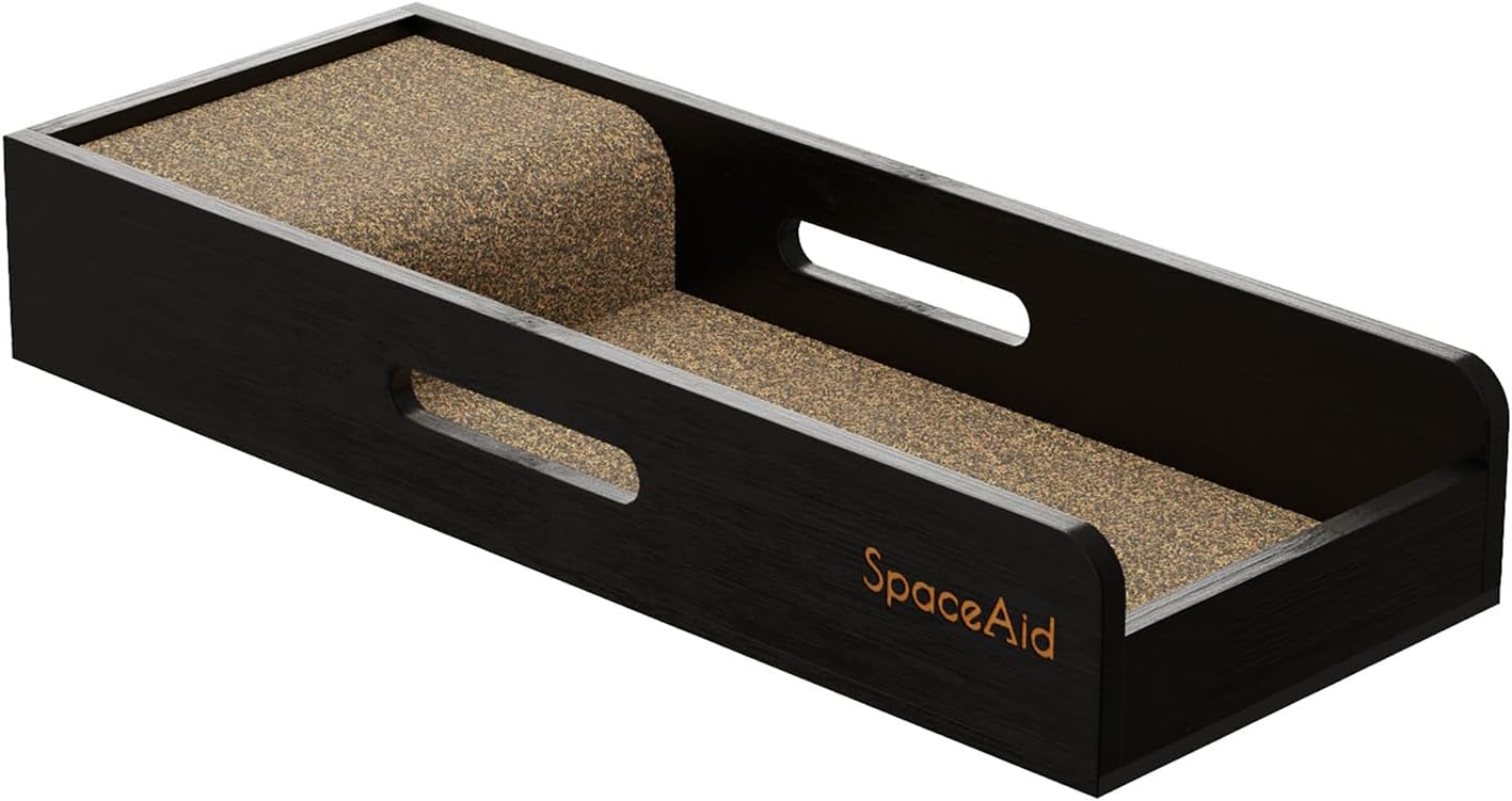 SpaceAid Knife Drawer Organizer Bamboo Insert Dock, Kitchen Steak Knives Holder Organizers Block for Drawer in Storage Organization (Small, Black)