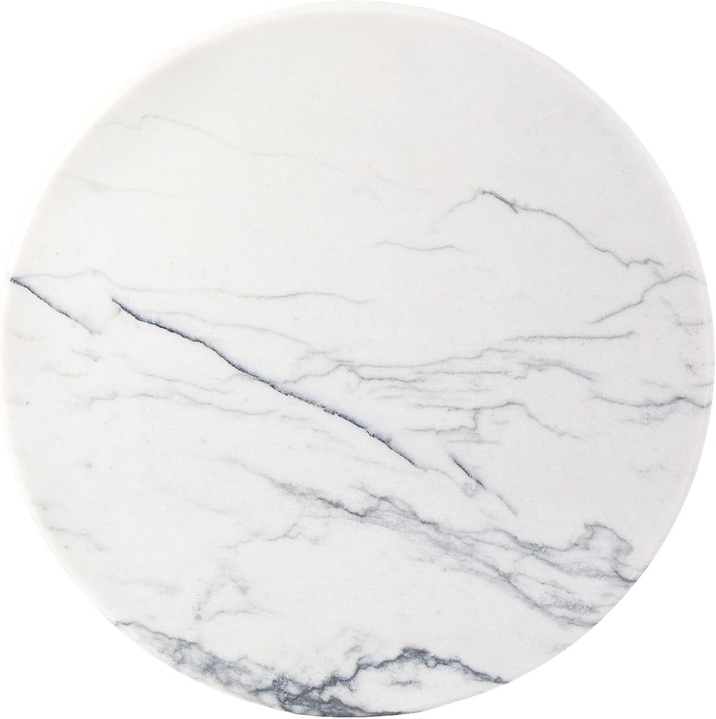 Koville White Marble Cutting Board Cheese Boards for Kitchen Countertop, Large Round Marble Charcuterie Board Pastry Boards for Kitchen Decor, Stone Tray Stone Slab for Home Decor
