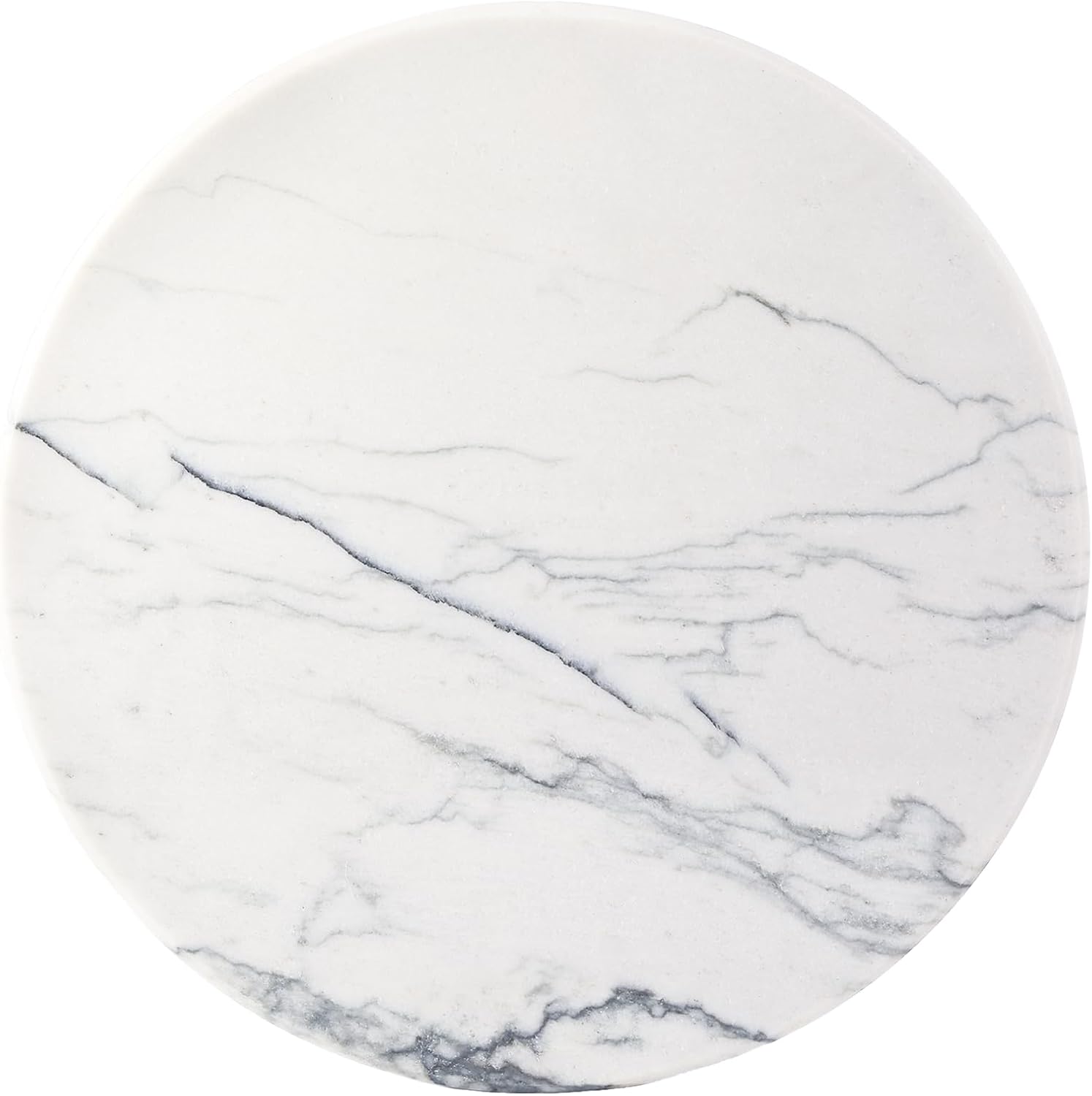 Koville White Marble Cutting Board Cheese Boards for Kitchen Countertop, Large Round Marble Charcuterie Board Pastry Boards for Kitchen Decor, Stone Tray Stone Slab for Home Decor
