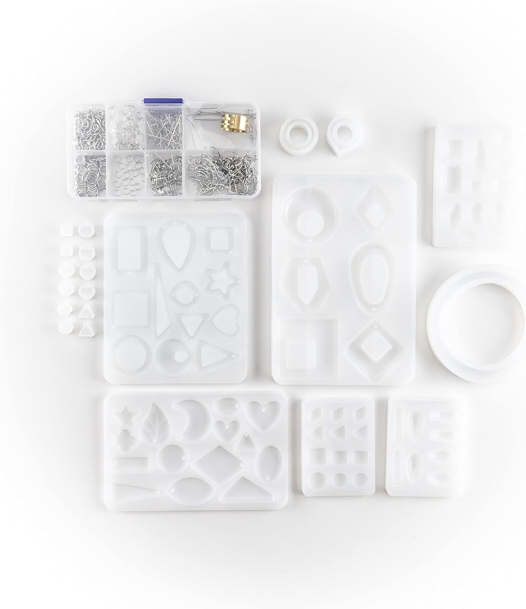 Incraftables Epoxy Resin Molds Kit Bundle. Silicone Resin Kit with Molds including 24pcs Molds, Earring, Keychain, Bracelet & DIY Jewelry Making Supplies. Large Epoxy Resin Kits and Molds Complete Set
