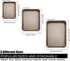 3 Pack Baking Sheet Pans, Deep Size Baking Pan Nonstick Cookie Sheet Brownie Cake Pan Bread Pan Toaster Oven Tray Bakeware (8.6 x 6.6 x 1.7'',11 x 9 x 2",12.7 x 10.6 x 2.4'')