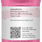 Neon Pink BAKELL Edible Glitter, 45 Grams | TINKER DUST Edible Glitter | KOSHER Certified | 100% Edible Glitter | Cakes, Cupcakes, Cake Pops, Drinks, Dessert Vegan Glitter & Dusts (45g Shaker, Neon Pink)