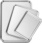 Wildone Baking Sheet Set of 3, Stainless Steel Cookie Sheet Baking Sheet Pan, 9/12/16 Inch, Non Toxic & Heavy Duty & Easy Clean