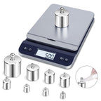 QP Calibration Weights 1000g, 8PCS OIML Class M1 High Precision Scale Calibration Weight Set, 10g 20g 50g 100g 200g 500g Calibration Weight with Tweezers for Digital Scale, Gram Scale, Lab Scale