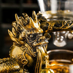 Glass Teapot Set with Infuser Semi Automatic Dragon Tea Set with 6 Small Cups (golden dragon)