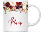 Andaz Press 11oz. Mother's Day Ceramic Coffee Tea Mug Gift, Fall Autumn Marsala Burgundy Flowers Roses Florals, Mom, 1-Pack, Includes Gift Box, Birthday Christmas Gift Ideas