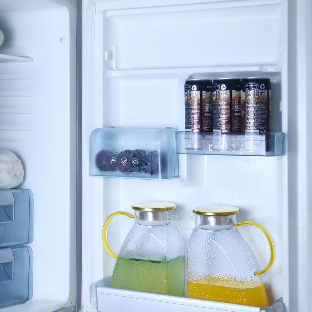 2PCS Glass Pitcher for Fridge, Goteble 1800ML / 60Oz Water Pitcher with Lid, Cold Beverage Jug Suit for Fridge Side Door