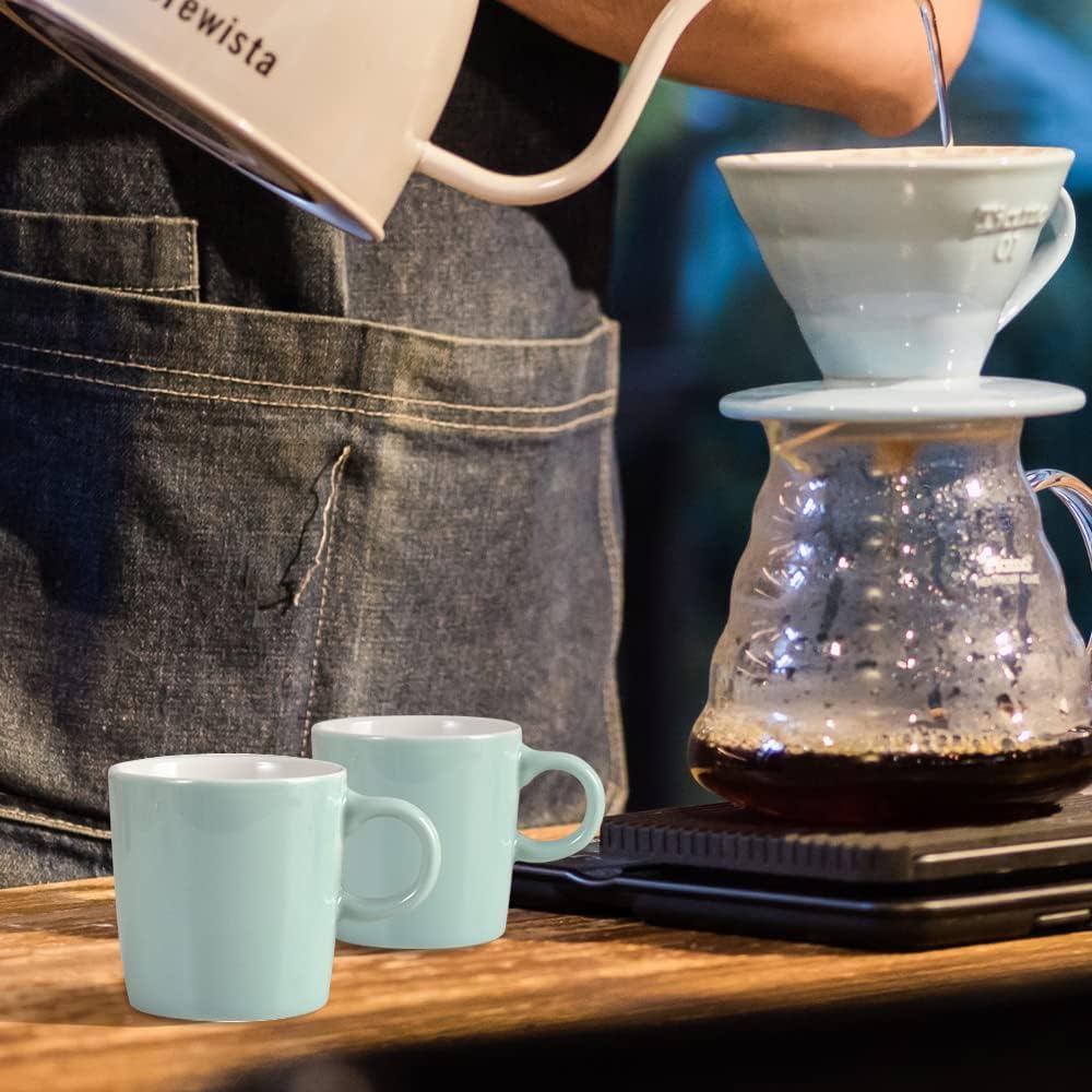 homEdge Mini Procelain Espresso Cup, 4 Ounces / 120 ml Tiny Coffee Mugs Ceramic Demitasse for Espresso, Tea- Set of 6, Turquoise