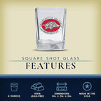 Heritage Pewter University of Arkansas Square Shot Glass | Hand-Sculpted 1.5 Ounce Shot Glass | Intricately Crafted Metal Pewter Alma Mater Inlay