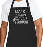 Personalized Chef Apron for Men, Custom Embroidered Design, Professional Kitchen Cooking BBQ Grilling for Dad, Decorated in USA