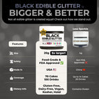 Bulk 20g Black Edible Glitter for Drinks | Premium Edible Glitter for Cakes, Cocktails, Black Cake Decorating Decorations Food Grade, Vegan, Kosher, Halal, Gluten Free - Made in USA