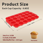 Silicone Muffin Pan for Baking - Nonstick Cupcake Pan,Mini 24 Cups Easy Release & Clean, Dishwasher Safe Muffin Tray for Homemade Muffins, Cupcakes.