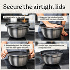 WHYSKO Stainless Steel Mixing Bowls with Lids Set - 5 Rustproof Metal Nesting Mixing Bowls for Kitchen, Meal Prep, Baking, Cooking, Storage - Includes 3 Grater Attachments, Dishwasher Safe