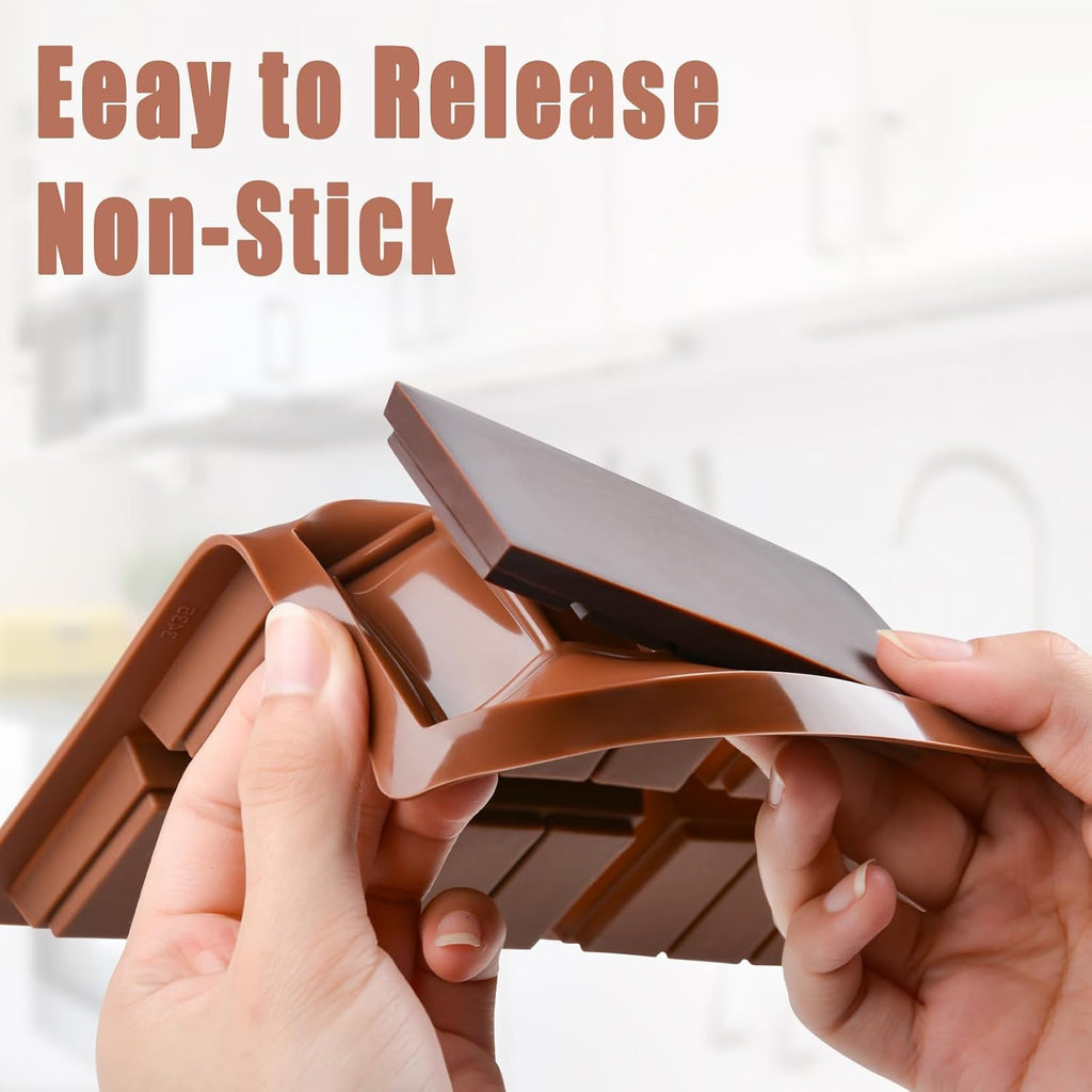 Silicone Chocolate Bar Mold Reusable-Nonstick Baking Molds for Homemade Candy, Ice Cubes, DIY Treats 2 Pack (5 Snap)