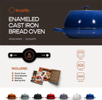 Enameled Cast Iron Dutch Oven for Sourdough Bread Baking | 6 Quart Pot with Lid | 10 Inch Ceramic Enamel Thick Coated Cookware Set with Non Stick Silicone Baking Mat for Cooking