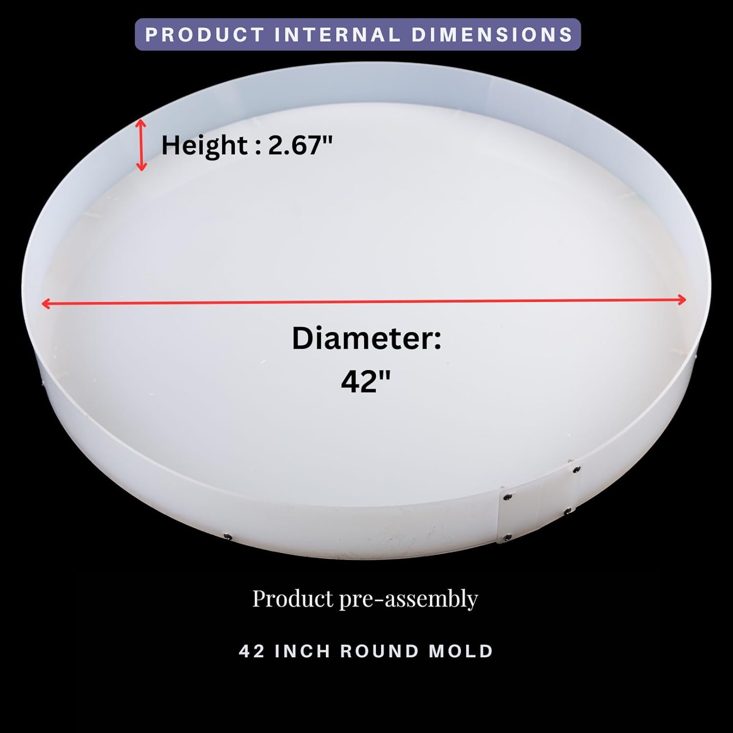 Resin Mold Large Round Deep -Kalinta 42inch Reusable Epoxy Round Molds for Resin Clock, Serving Tray Board, End Table，Floral Preservation Bouquet